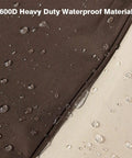 Close-up of 600D heavy-duty waterproof material on the Waterproof Patio Chaise Lounge Cover Set, 2 pack in beige and brown.