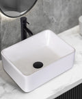 Totally Sleek Ceramic Vessel Sink For Bathrooms Rectangular Above Counter Bowl 16 X 12 Inches White Porcelain