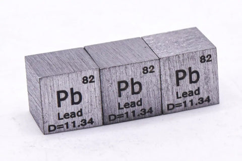 Three 0.39 Inch 10mm Lead Cube Pb 99.9 Percent Pure With Acrylic Display Case Heavy Metal Block For Science Class and STEM Education