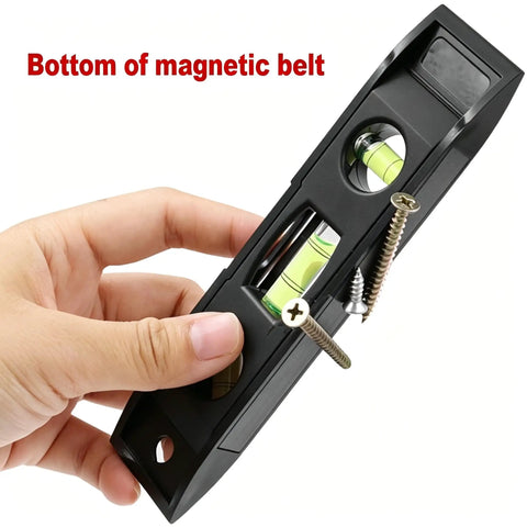 Magnetic Torpedo Level 6 Inch, 3 Bubble Spirit Measuring Tool held with acrylic vials and screws.
