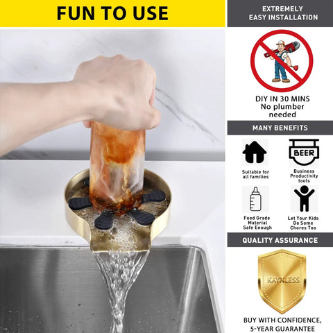 Glass Rinser For Sink, SUS 304 Stainless Steel Cup Washer, Kitchen Accessory, Brushed Nickel Finish, Hand Rinsing Glass