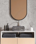 Rectangular Ceramic Vessel Sink For Bathroom Above Counter Dope Slate Gray 16 By 12 Inches Porcelain Basin, modern bathroom setup