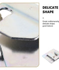 Close-up of silver steel bracket from Six Set Couch Connector Kit For Sectionals with steel interlocking brackets