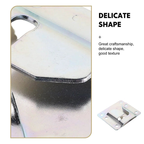 Close-up of silver steel bracket from Six Set Couch Connector Kit For Sectionals with steel interlocking brackets