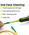 True Cable fiber optic dual-position pen cleaner for LC/MU connectors; black body with lime-green accents