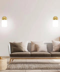 Frosted Wall Sconce Set Of Two In Brushed Gold Modern Sleek Brass Vanity Lights for bathroom living room and kitchen