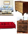 Living room furniture set featuring sofas, cabinets, and ottoman with 4 Inch Furniture Legs Set Of 4 Replacement for DIY upgrade.