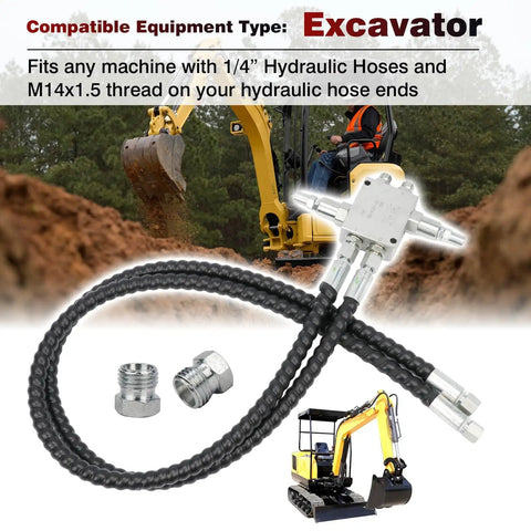 Mini Excavator Cushion Valve Kit For Swivel Motors Complete Assembly Plug And Play Ready Fits Any Mini Excavator With One Quarter Inch Hydraulic Hoses And M14x1.5 Thread Ends Durable Silver Finish Easy Install For Long Lasting Performance