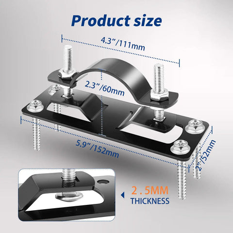 Beefy Steel Fence Brackets 24 Pack For Wood And Chain Link Wood Adapters, showcasing dimensions and thickness for outdoor use.
