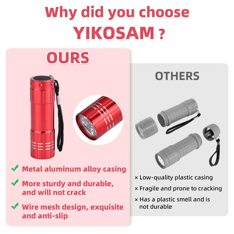 Comparison of 5 Pack Dope Mini LED Flashlights Handheld Aluminum Torches with Others, highlighting durability and material differences.
