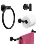 Gold 4 Piece Bathroom Hardware Set With 24 Inch Towel Bar Towel Ring Toilet Paper Holder And Robe Hook Built To Last Heavy Duty