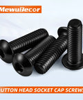 Badass M5 By 8mm Button Head Hex Socket Cap Screws 10.9 Grade Alloy Steel Black Oxide Finish 100 Pack hardware displayed.