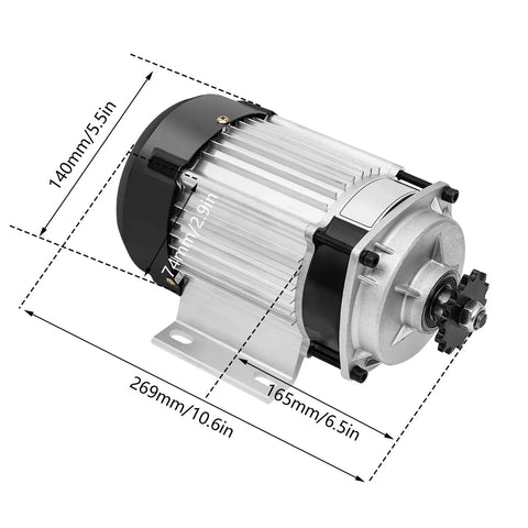 48V 500W Brushless Motor Kit For Trikes And Rickshaws DIY Pedicab Conversion With Controller LED Light And Lock Beefy Heavy Duty 661.39 Lbs Load Capacity Ready To Ride, silver motor with 269mm and 165mm dimensions