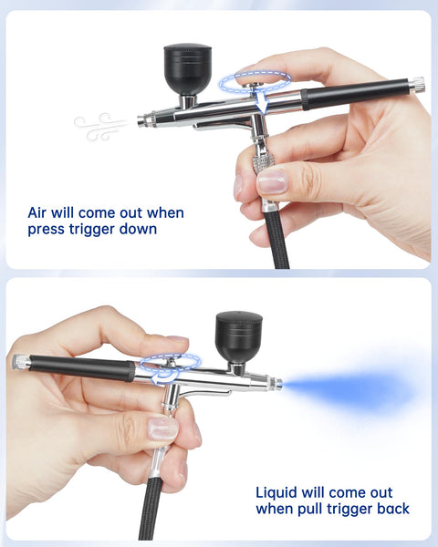 All In One Pro Grade Airbrush Kit With Compressor For Painting Nails Modeling Makeup And Cake Decorating, Dual Action