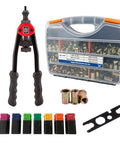 Rivet Nut Master Kit With 860 Piece Assortment And 13 Inch Gun Kit, M3 Through M12 Steel Rivet Nuts, Heavy Duty Carry Case, Tools Displayed