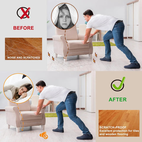 Before and after using 12 Pack Adjustable Furniture Feet Levelers With T Nuts 1/4-20 UNC Threaded Desk Table Leg Levelers