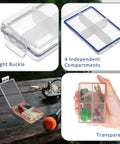 Pack Of 6 Clear Mini Fishing Tackle Boxes With 4 Compartments, Transparent Lure Storage Bins For Hooks, Beads, Sinkers, Floats