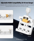 Medium Dovetail Clamp With Brass Screw Mount Plate adjustable width for telescopes, shown with compatibility details.
