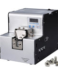 Automatic Screw Feeder Machine With Adjustable Orbital Head For M1.0 Through M5.0 Screws Digital Counter showing compact silver design with screws.