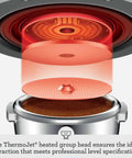 Oracle Jet Semi Automatic Espresso Machine Featuring Precise Heat Control heated group head detail for ideal extraction.
