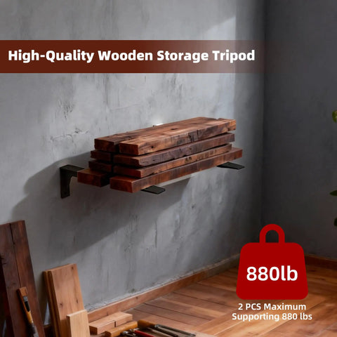 20 Inch Beefy Heavy Duty L Shelf Brackets Black Built From One Fifth Inch Cold Rolled Steel With Solid Welds For Ultra Stable Shelving, Perfect For Wood Metal Or Any Board Materials, Industrial Grade Support For Heavy Loads mounted with wooden shelf boards, 880 lb capacity