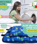 Woman removing pillow cover for Toddler Nap Mat With Pillow And Blanket Extra Large Rolled Nap Mats For Daycare And Travel Kid Friendly Slumber Bag