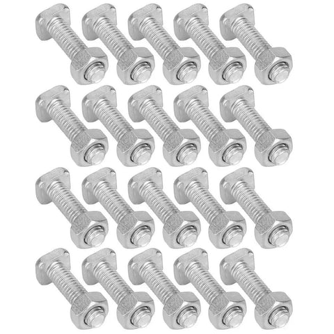 20 Sets Of M6x22 Bolts And M6 Nuts With Flat And Lock Washers For Aluminum Greenhouse Hardware Replacement Standard Size Repair Kit