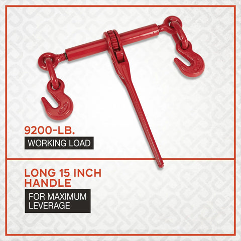 Heavy Duty Ratchet Load Binder for 3/8 In. or 1/2 In. Chain With 9200-Lb. WLL and 33000-Lb. Break Strength to Lock Down Cargo Like A Boss Keeping Your Gear Rock Solid While You Hit The Road