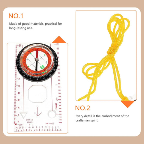 Outdoor Hiking Compass With Ruler And Mapping Tool For Camping Or Orienteering And Survival Portable Navigation Gear