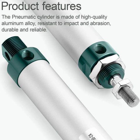 Premium Pneumatic Air Cylinder 25mm Bore 150mm Stroke Double Acting Single Rod Aluminum Alloy, close-up of threaded end.