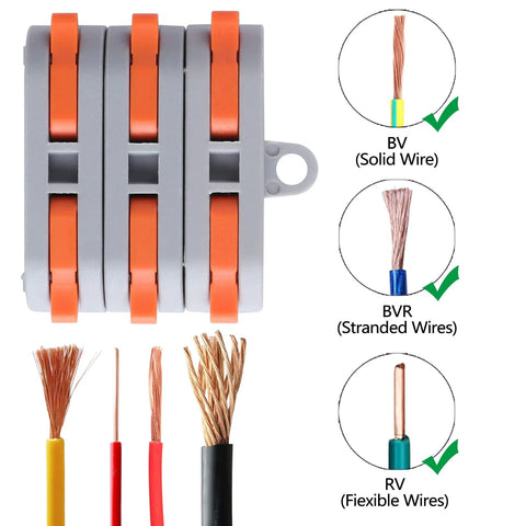 XHF 31-piece lever wire-nut connector set; gray housing with orange levers for 28–12 AWG solid or stranded wires