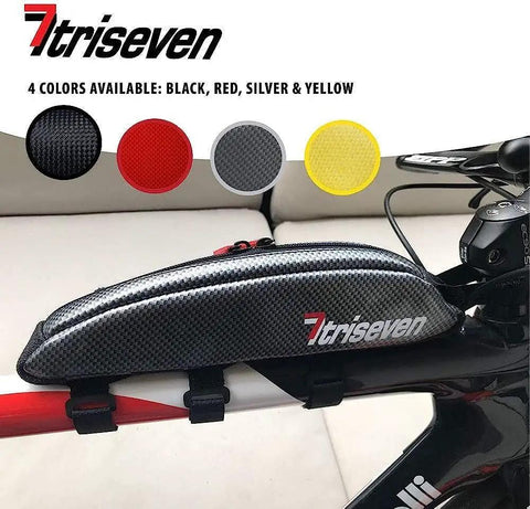 Triangle Bicycle Frame Bag Ride Ready For MTB And Road Bikes Lightweight Carbon Fabric Pouch with branding on bike