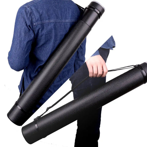 Bulletproof Extendable Poster Storage Tube With Quick Grip Straps And Easy Peasy Adjust From 24 To 40 Inches For Blueprints Artwork Maps And Rolled Posters In Matte Black Case