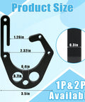 Image showing dimensions of 1P Aluminum Tree Climber Hook With 3 Accessory Loops For Harness Gear, open structure design.