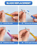 Steps for replacing blades in 3 Piece Exacto Knife Kit With 30 Spare Blades Size 11 For Crafts Arts Modeling Scrapbooking And Stencil Projects Aluminum Handle Precision Cutting Great For DIY Folks And Creative Makers
