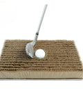 Golf Bunker Practice Mat With Realistic Sand Pit Feel Outdoor Training Accessory, showing a golf club on compact nylon mat