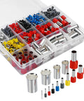Ultimate Wire Ferrule Kit With 1000 Copper Crimp Terminals, assorted insulated pin connectors in a clear plastic case