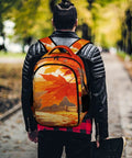 Warm Fall Maple Landscape Backpack For Men And Women, unisex large capacity daypack in polyester, autumn design on back