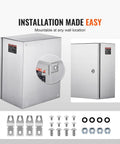 Pro Level 16 By 12 By 8 Inch Genuine 304 Stainless Steel Electrical Enclosure Box with installation hardware and lock.