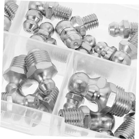 Upgrade Your Rig With This Badass 30 Piece Stainless Steel Zerk Fitting Kit Heavy Duty Grease Nipples Perfect For Auto Farm And Industrial Maches Keeping Things lubed Up Is A Total Breeze., stainless steel zerk grease fittings in plastic organizer tray