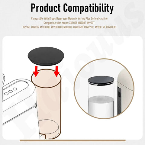 Replacement Water Tank Lid Cover for Vertuo Plus Coffee Machines Fits XN900T10 XN900810 XN902T10 XN9008 XN902 XN900T Series showing compatibility