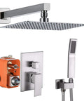 Brushed Nickel Shower System With 10 Inch Rainfall Shower Head And Handheld Wall Mounted Shower Combo Set Premium Metal
