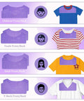 Sublimation Shirts Tool Kit with Round Neck and V Neck Ruler Set showing alignment on various tee sizes and shapes.