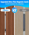 Comparison of Heavy Duty Magnetic Door Catch Set For Sliding Doors And Large Wardrobes showing ultra thin design versus standard