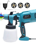 Powerful 800W HVLP Paint Sprayer Kit With Three Copper Nozzle Kits And Three Spray Patterns in blue with accessories