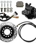 Rear And Front Hydraulic Brake Assembly Caliper Master Cylinder Kit With Disc Rotor And Brake Pad For Go Kart Golf Cart And ATV Replacement Beefed Up Stopping Power For 50cc To 200cc Engines, showing components and bolts