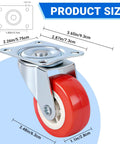 2.5 Inch Mixed Locking And Swivel Casters Set Of 4 With Side Brakes And PU Wheels On Steel Plate Brackets size diagram