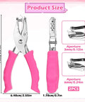 Dual Size Circle Hole Punch With One Quarter Inch And One Eighth Inch Holes For Paper Crafts And Scrapbooking, pink handles, product size