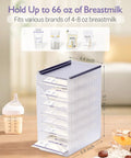 Breastmilk Storage Organizer Freezer Tower With Quick Freeze Tray And Fifo System For New Moms, size 6.8x4.4x9.1 inches.