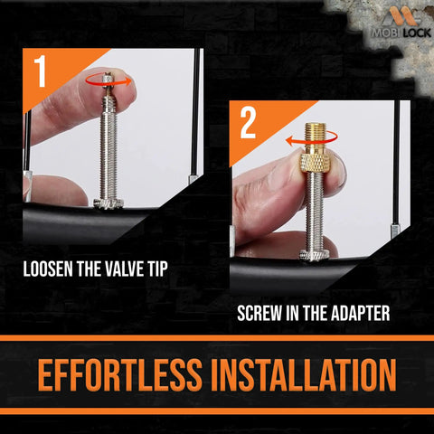 Steps to use Brass No Fuss Presta To Schrader Valve Adapters Set Pack Of 5 With 10 Caps For Bikes, E-Bikes, And E-Scooters